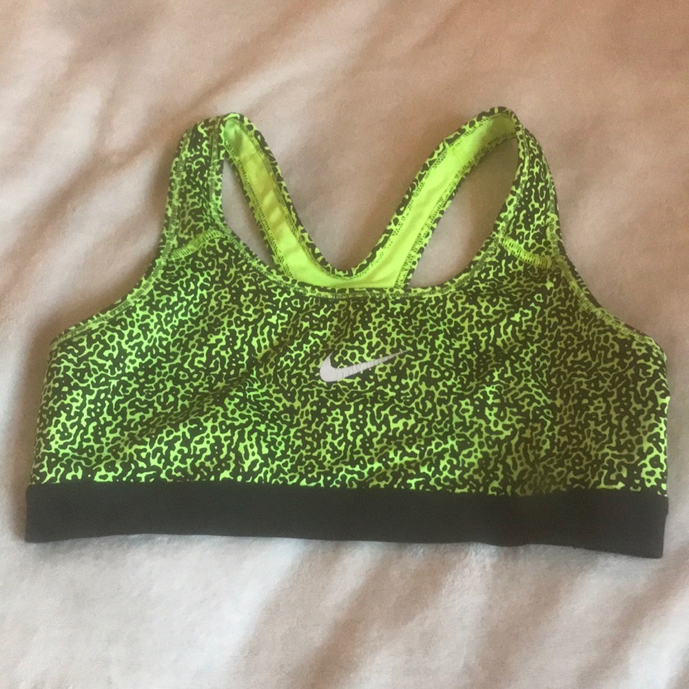 NIKE dri-fit neon yellow/black medium sports bra